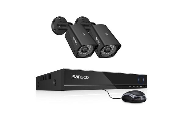 SANSCO 8CH Outdoor CCTV Camera System, 8 Channel 5MP DVR with 500GB Hard Drive, 2x 1080P Bullet Security Camera , Face/Human Detection, Email/APP Alert, Remote View, USB Backup, Play Back, Metal Case UPC 520870104290