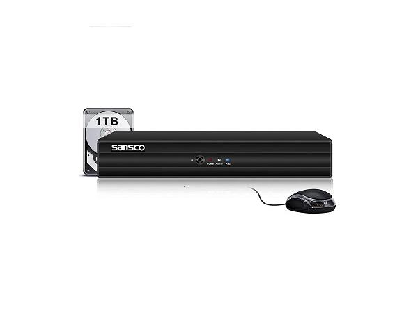 SANSCO 8 Channel 5MP Lite HD DVR Recorder with 1TB Hard Drive for CCTV Security Camera System, Support AHD/CVI/TVI/IP/CVBS(Analog) Cameras, App Alert